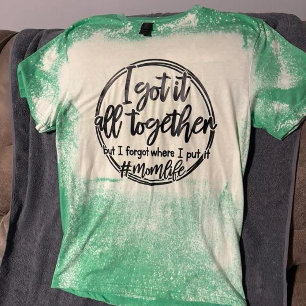 Green and White Graphic T-Shirt